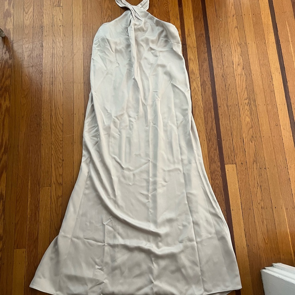 BHLDN Ruby Twist Halter Satin Gown champagne 16 NWT Anthropologie wedding dress - Picture 2 of 8